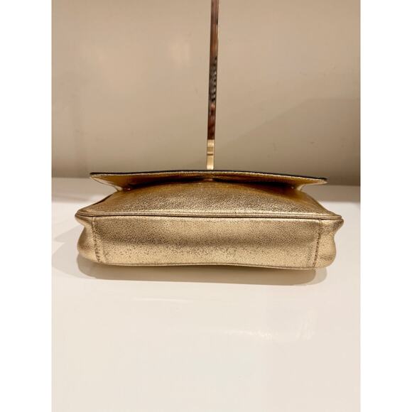 Michael Kors Jet Set Chain Strap Metallic Leather Shoulder Flap Clutch Bag Gold - Picture 5 of 11